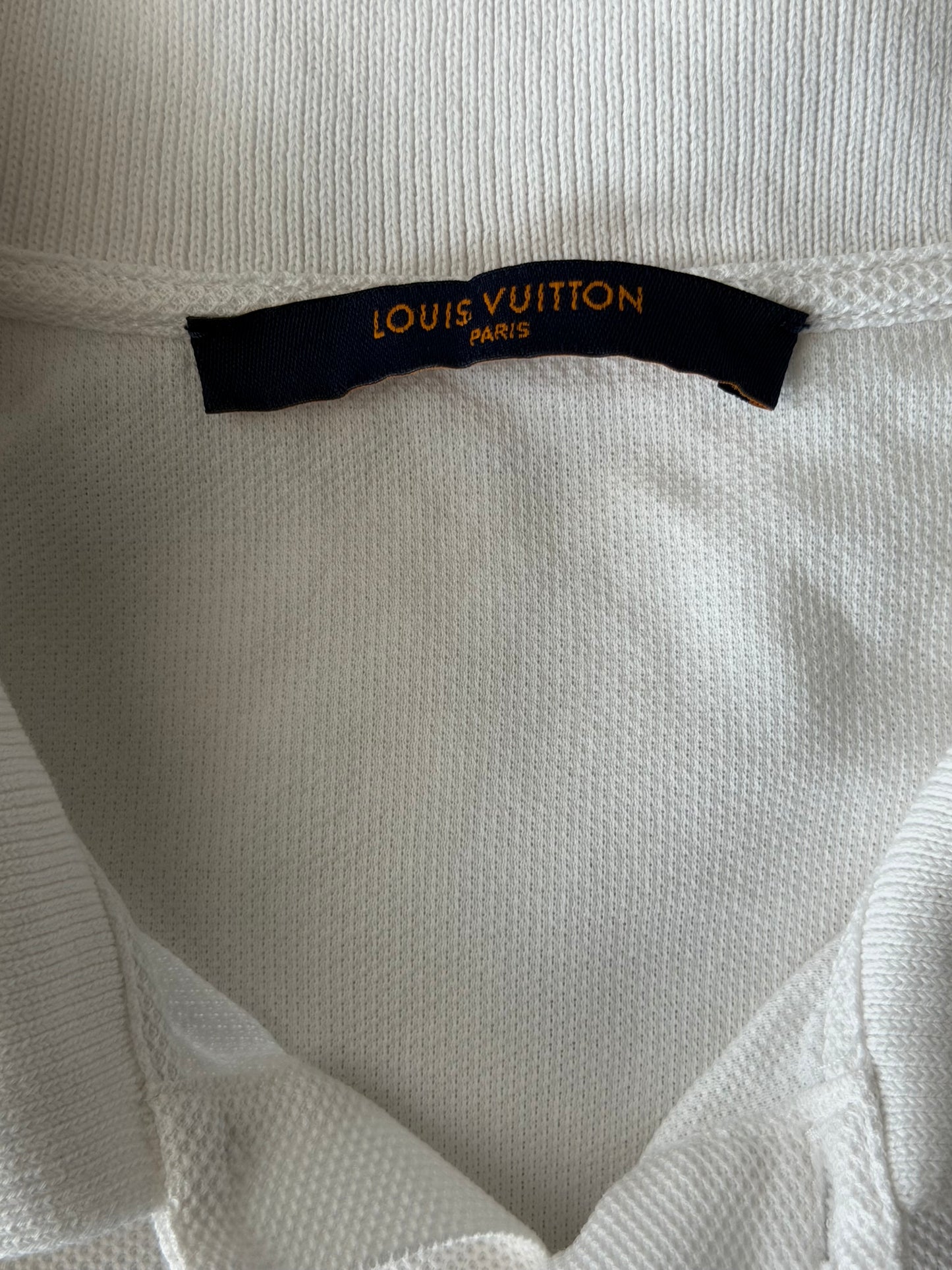 Louis Vuitton White Pin Logo Embroidered Polo T-Shirt