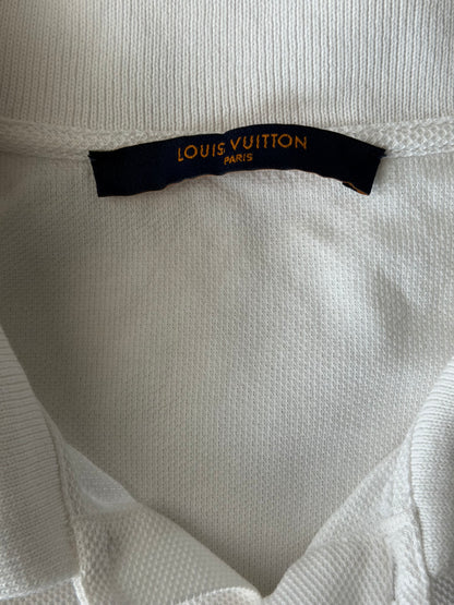 Louis Vuitton White Pin Logo Embroidered Polo T-Shirt