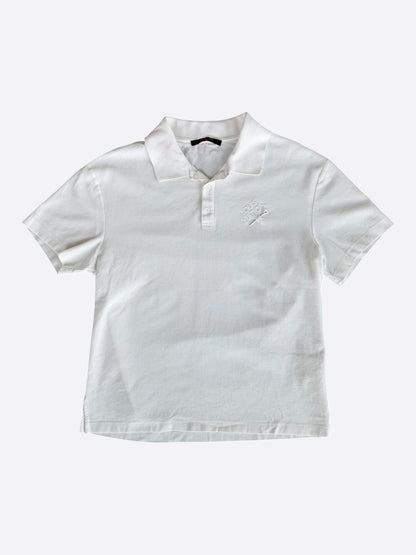 Louis Vuitton White Pin Logo Embroidered Polo T-Shirt