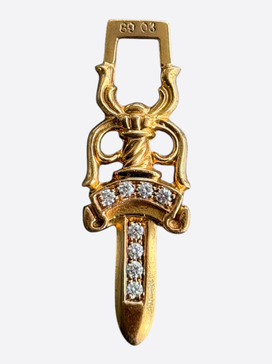 Chrome Hearts 22K Gold & Diamond Dagger Pendant