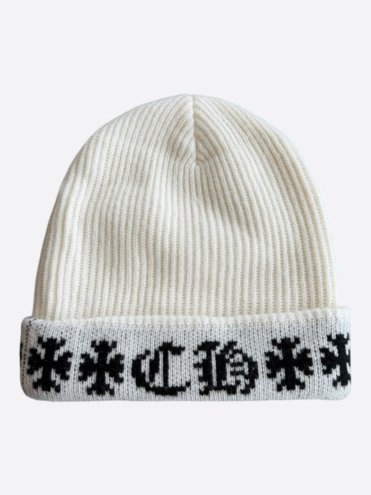 Chrome Hearts White & Black Cross Logo Cashmere Beanie