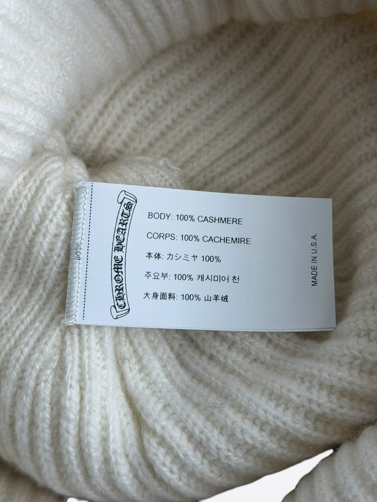 Chrome Hearts White & Black Cross Logo Cashmere Beanie