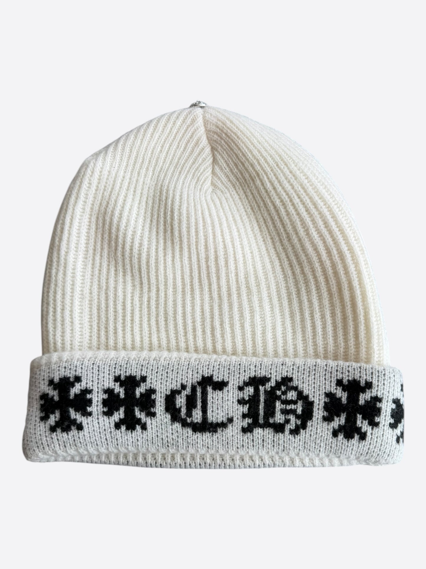 Chrome Hearts White & Black Cross Logo Cashmere Beanie