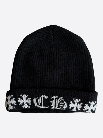 Chrome Hearts Black & White Cross Logo Cashmere Beanie