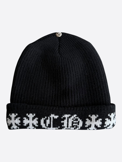 Chrome Hearts Black & White Cross Logo Cashmere Beanie