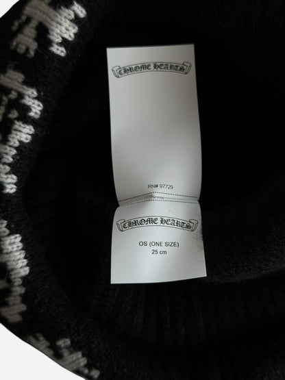 Chrome Hearts Black & White Cross Logo Cashmere Beanie