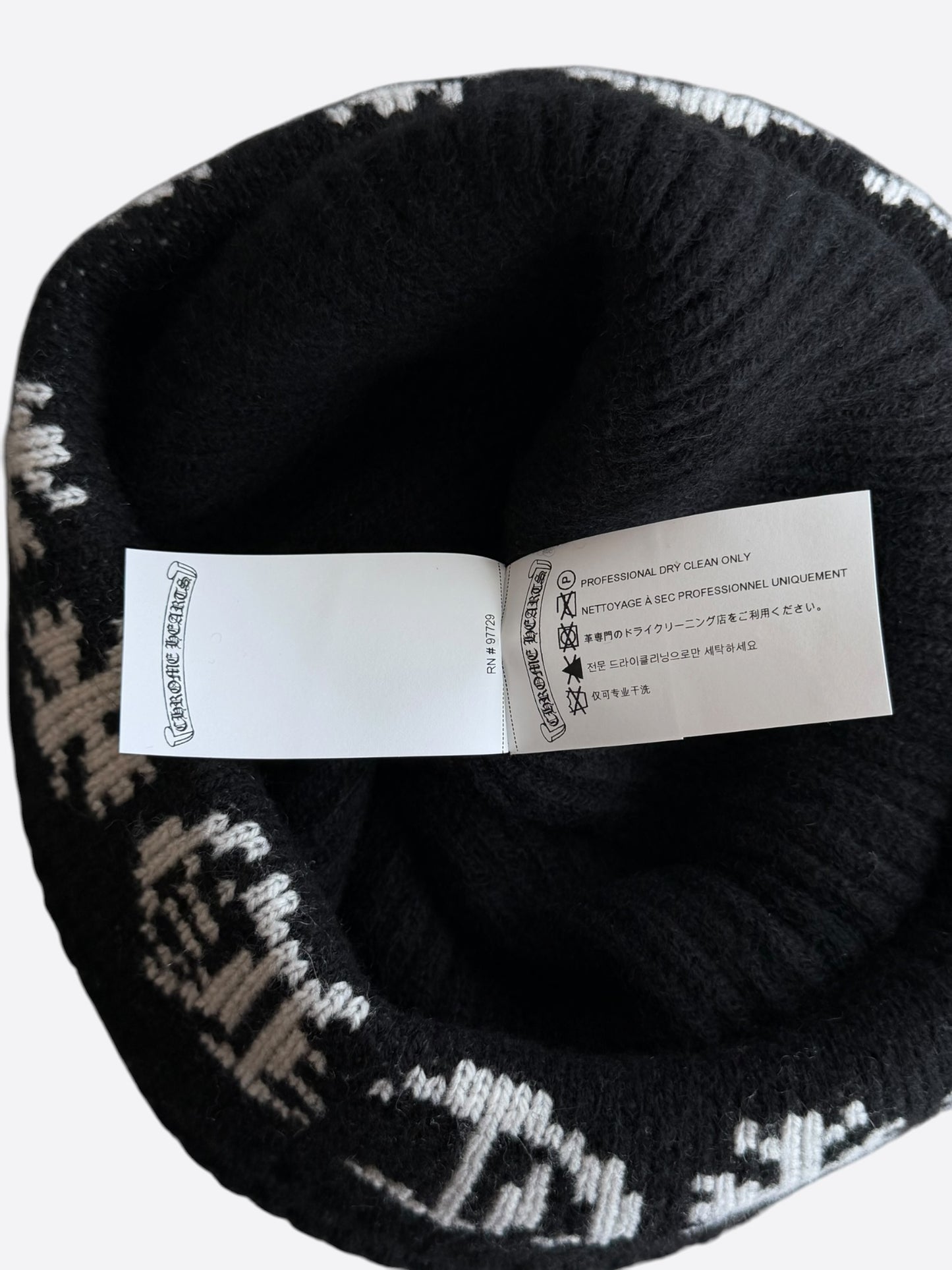 Chrome Hearts Black & White Cross Logo Cashmere Beanie