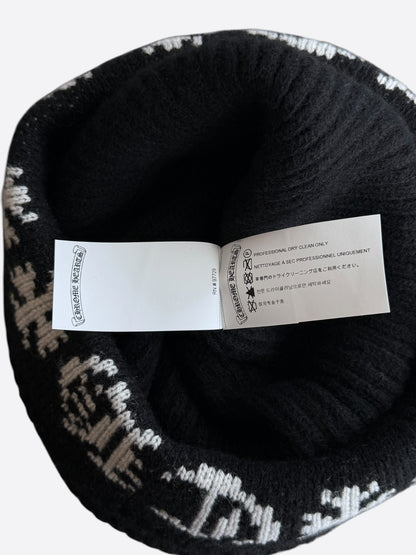 Chrome Hearts Black & White Cross Logo Cashmere Beanie