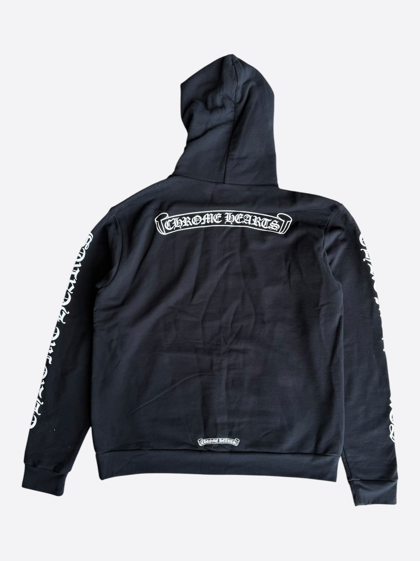 Chrome Hearts Black & White Scroll Logo Hoodie