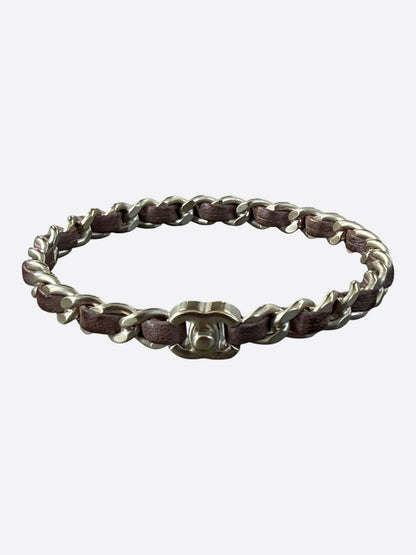 Chanel Silver & Brown CC Turnlock Bracelet