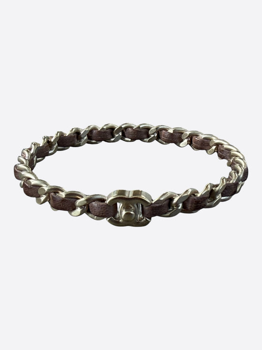 Chanel Silver & Brown CC Turnlock Bracelet