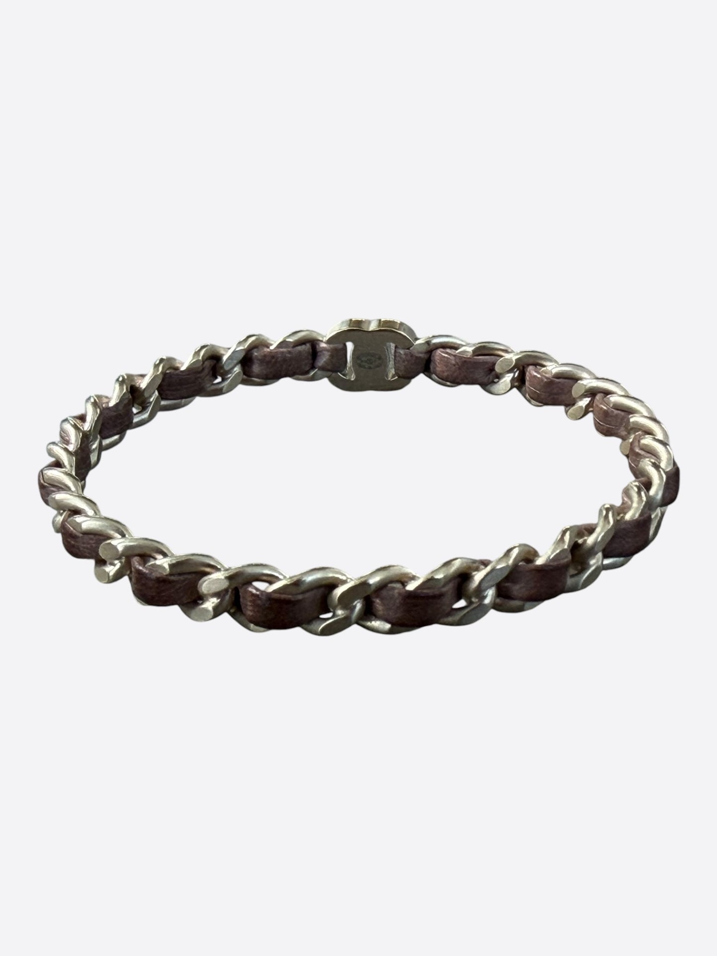 Chanel Silver & Brown CC Turnlock Bracelet