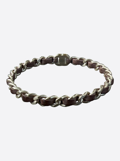 Chanel Silver & Brown CC Turnlock Bracelet