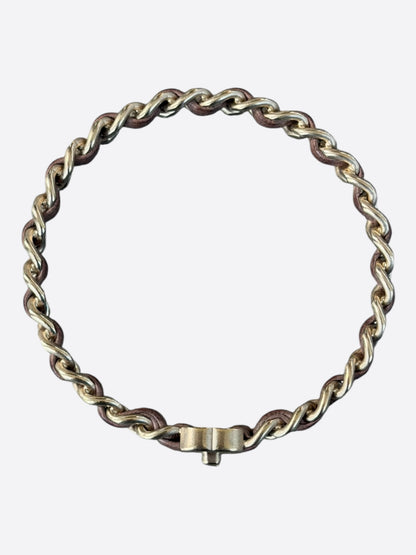 Chanel Silver & Brown CC Turnlock Bracelet