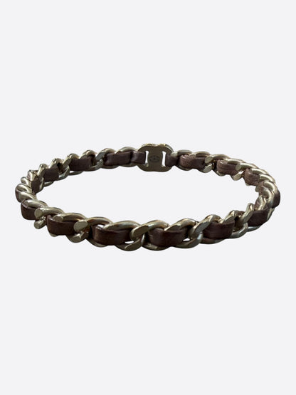 Chanel Silver & Brown CC Turnlock Bracelet