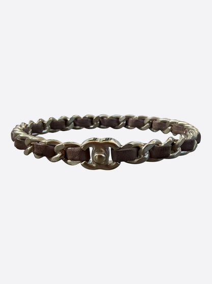 Chanel Silver & Brown CC Turnlock Bracelet