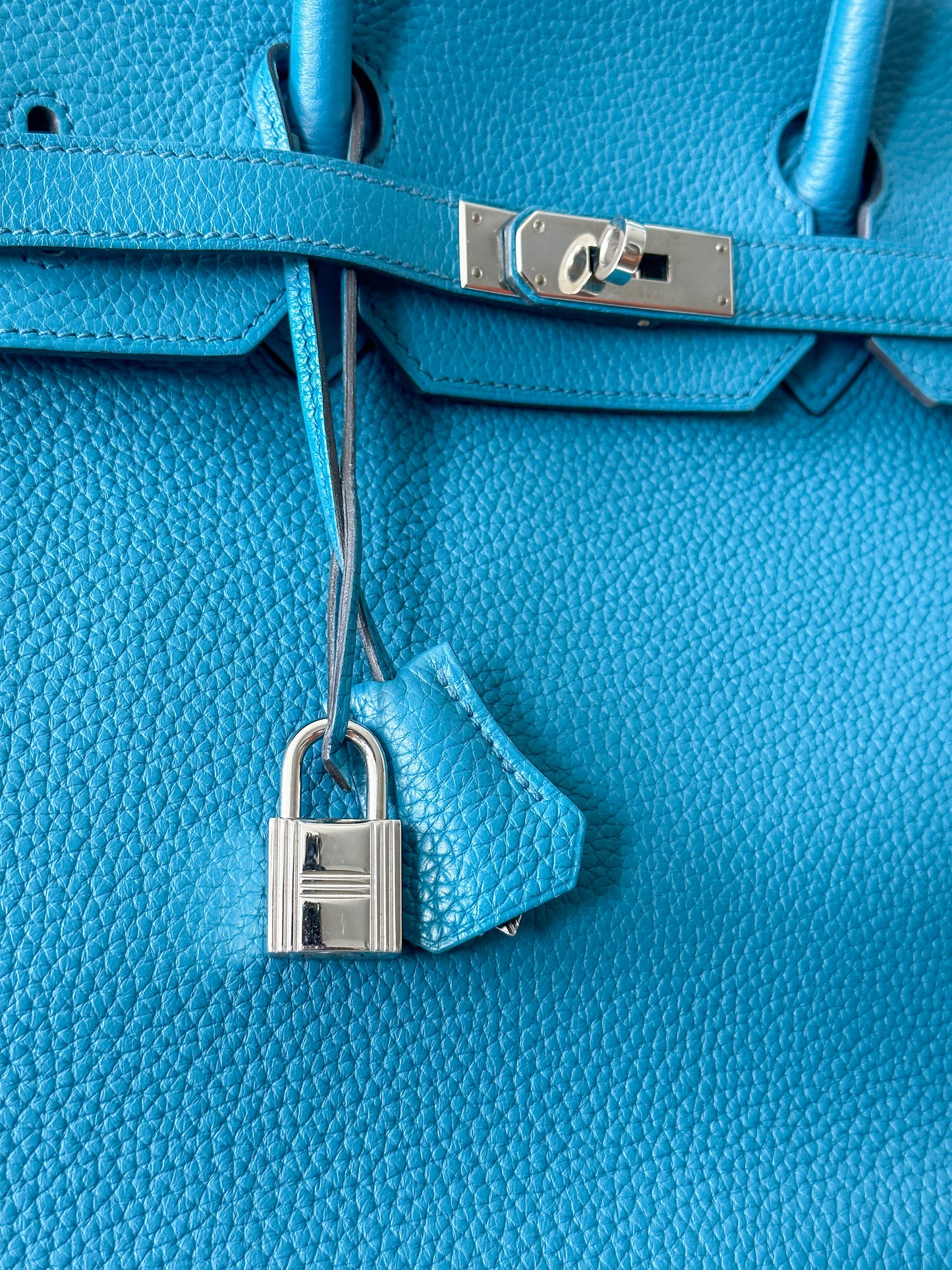 Hermès Blue Paon Clemence Birkin 35