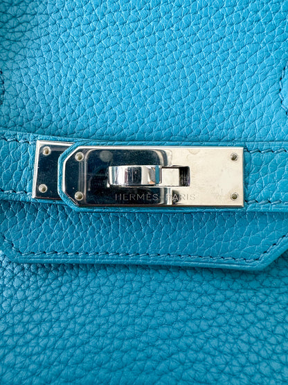 Hermès Blue Paon Clemence Birkin 35