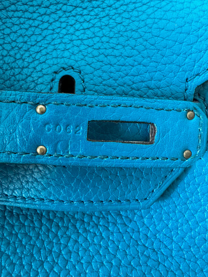 Hermès Blue Paon Clemence Birkin 35