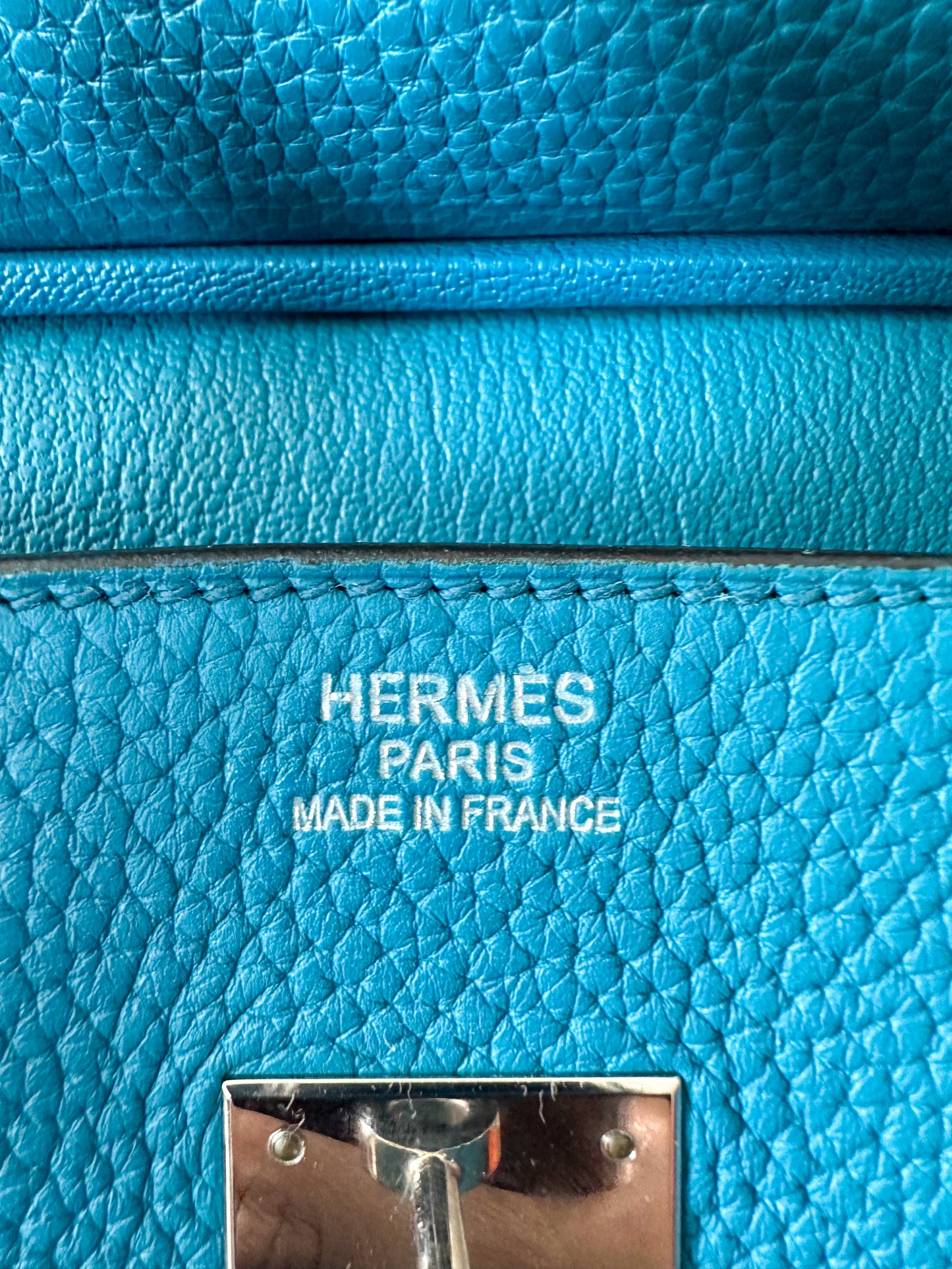 Hermès Blue Paon Clemence Birkin 35