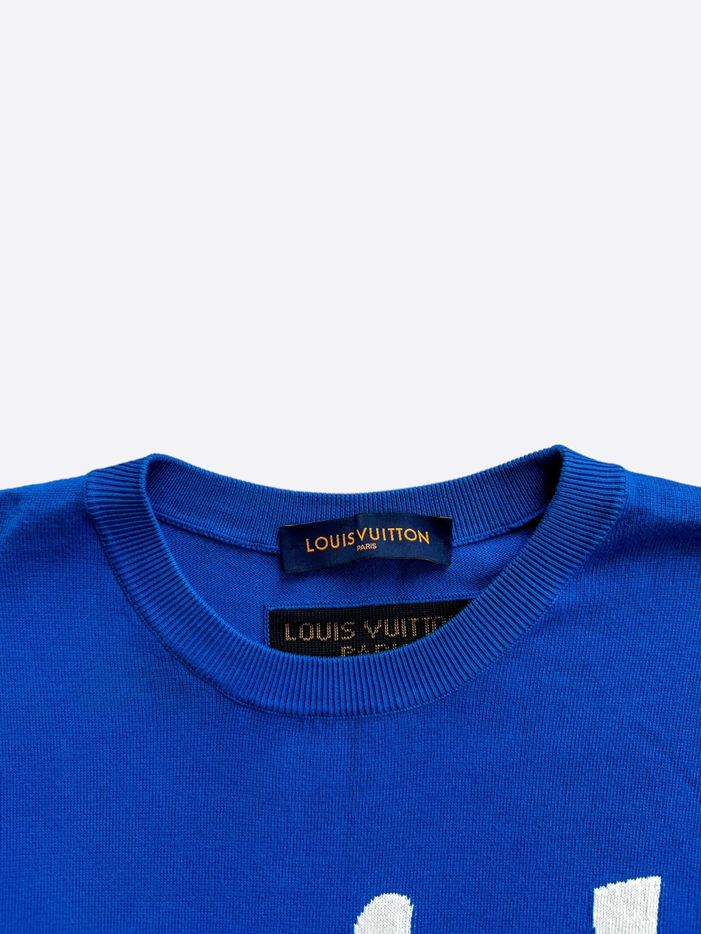 Louis Vuitton Blue & White Everyday Logo Intarsia T-Shirt