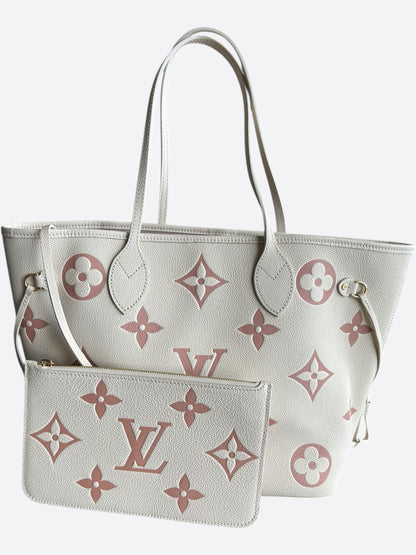 Louis Vuitton Cream & Rose Monogram Empreinte Neverfull MM