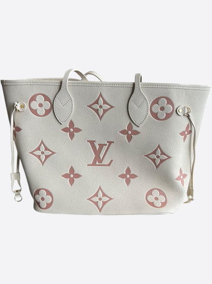Louis Vuitton Cream & Rose Monogram Empreinte Neverfull MM