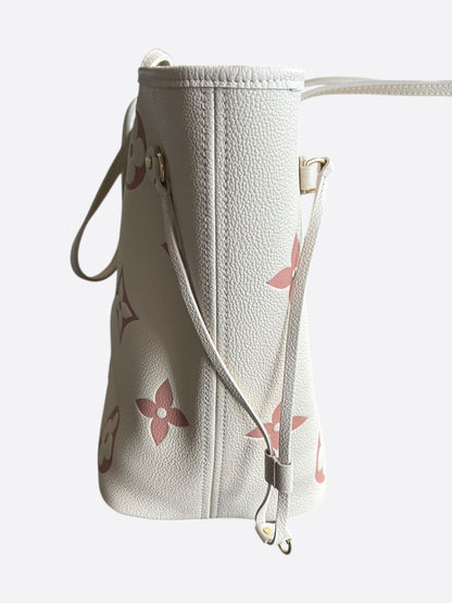 Louis Vuitton Cream & Rose Monogram Empreinte Neverfull MM