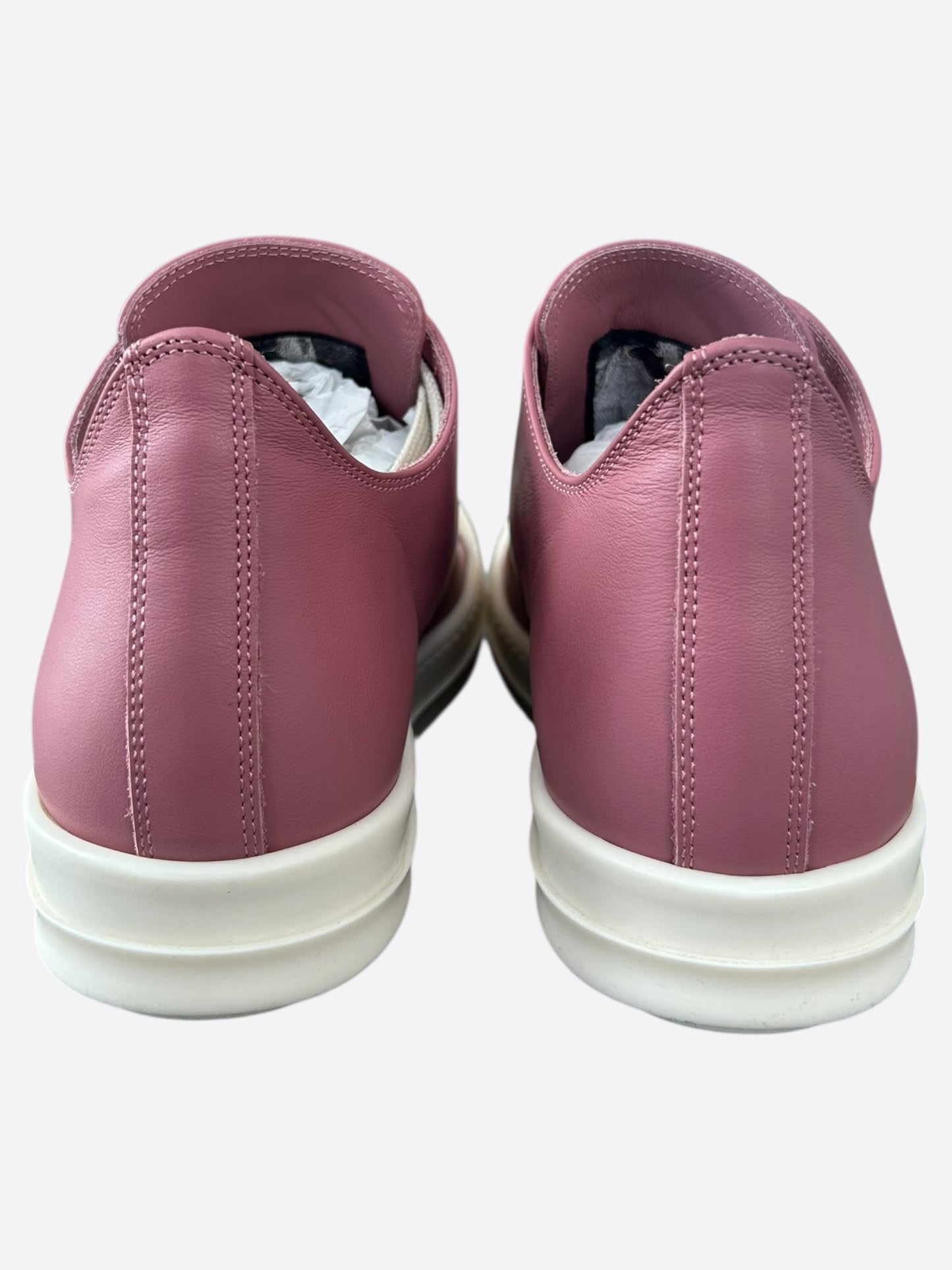 Rick Owens Pink & White Leather Women's Low Top Sneakers