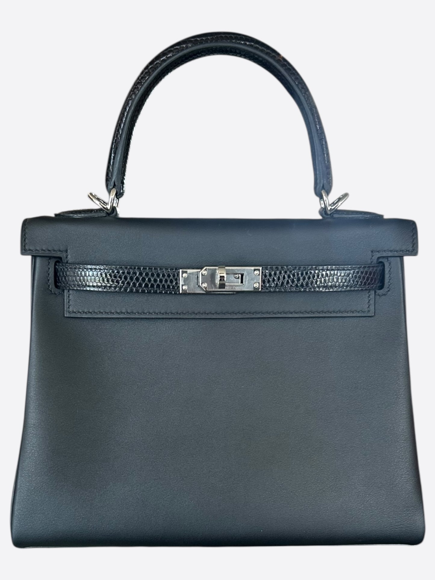 Hermes Black Swift & Lizard Touch Kelly 25