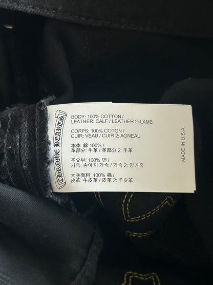 Chrome Hearts Black Cow & Yellow Cross Patch Fleur Jeans