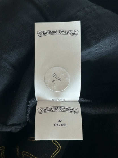 Chrome Hearts Black Cow & Yellow Cross Patch Fleur Jeans