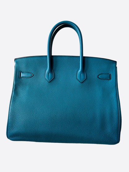 Hermès Blue Paon Clemence Birkin 35