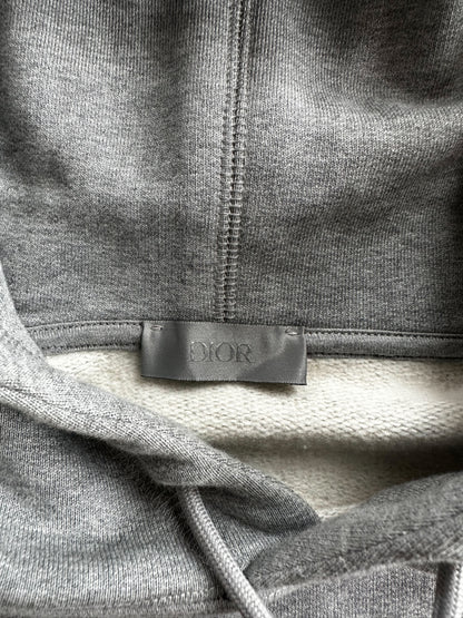 Dior Grey Paint Splatter Embroidered Logo Hoodie