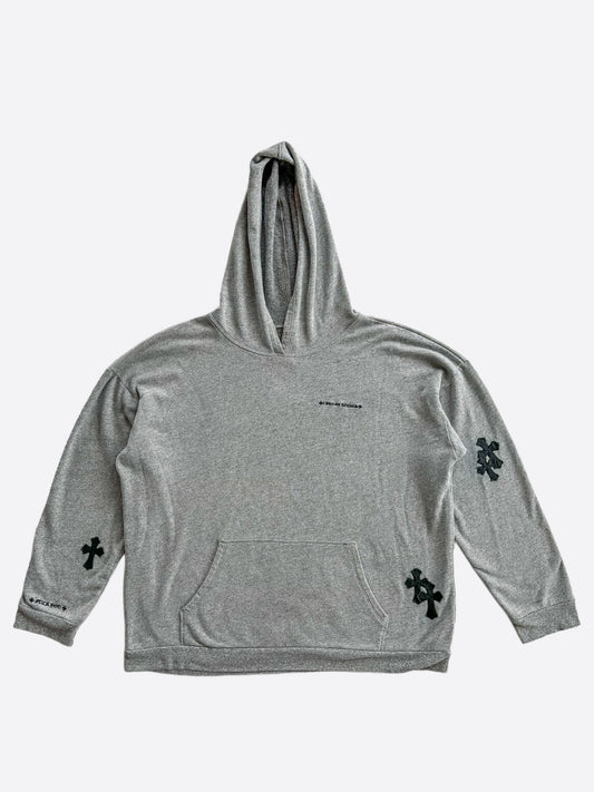 Chrome Hearts Grey & Black Cross Patch Hoodie