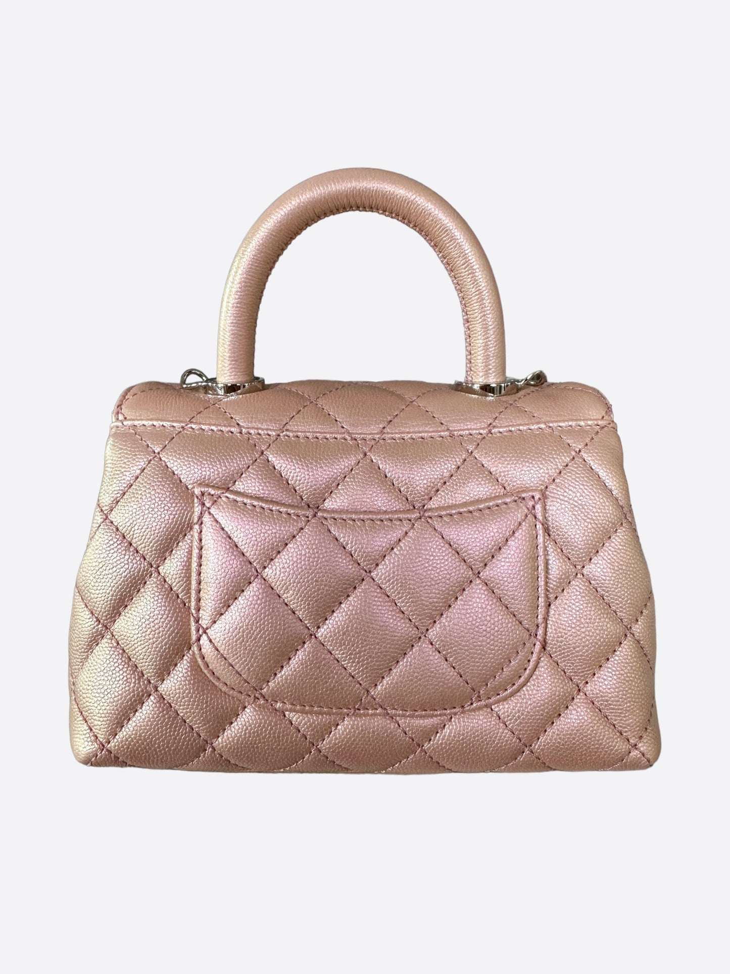 Chanel Iridescent Pink Caviar & Lizard Mini Handle Bag