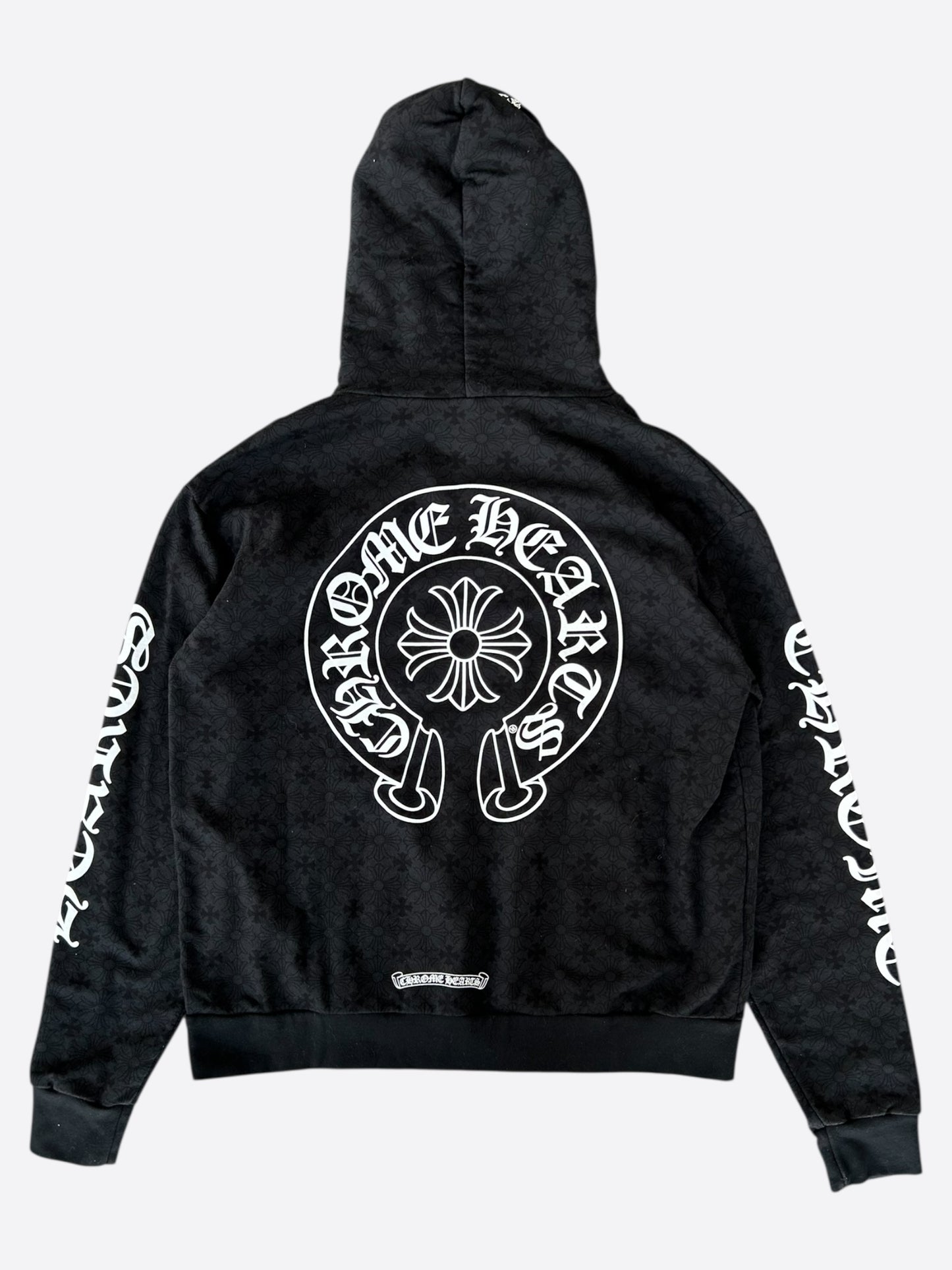 Chrome Hearts Black & White Cross Jacquard Horseshoe Logo Hoodie
