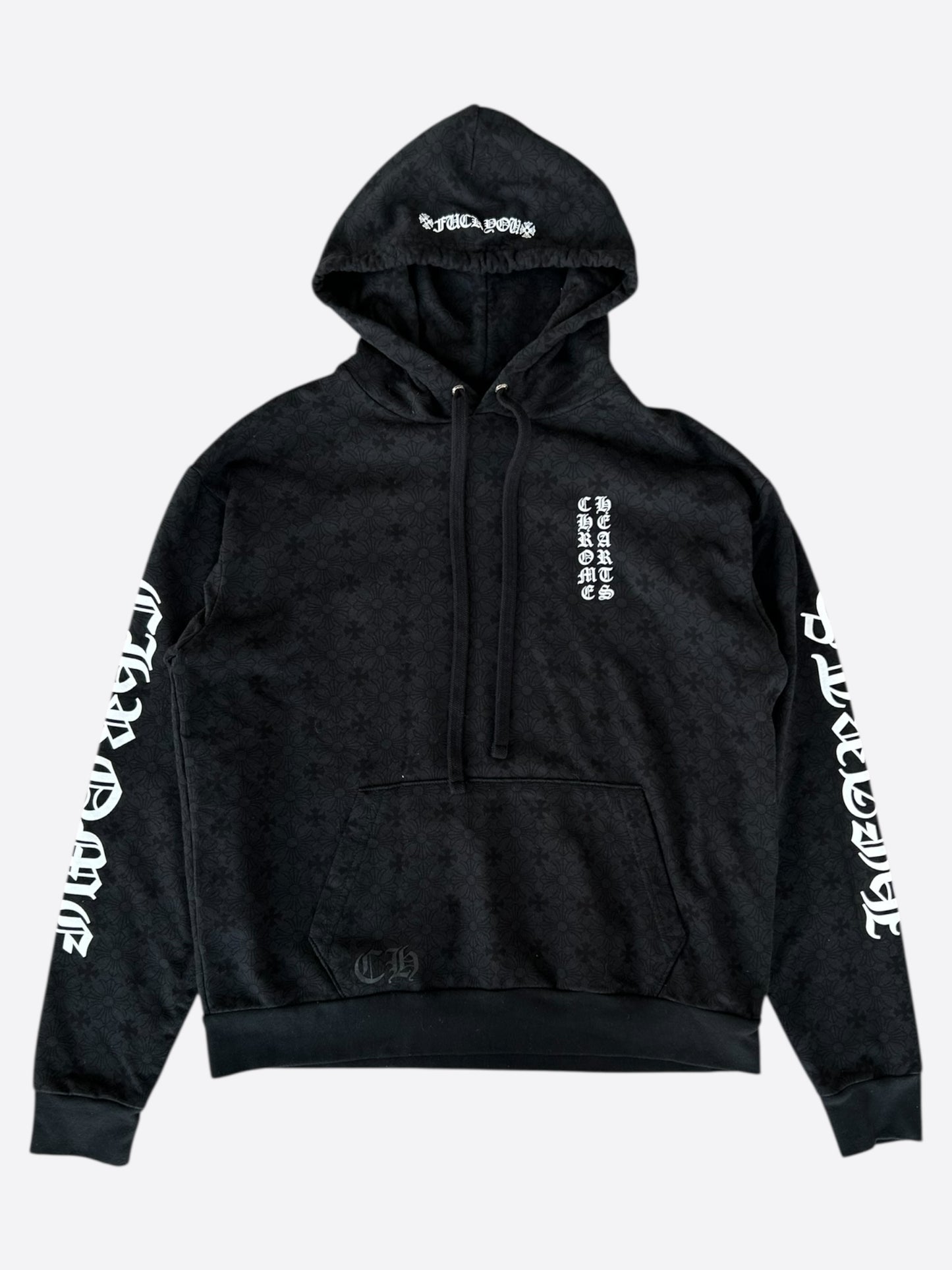Chrome Hearts Black & White Cross Jacquard Horseshoe Logo Hoodie
