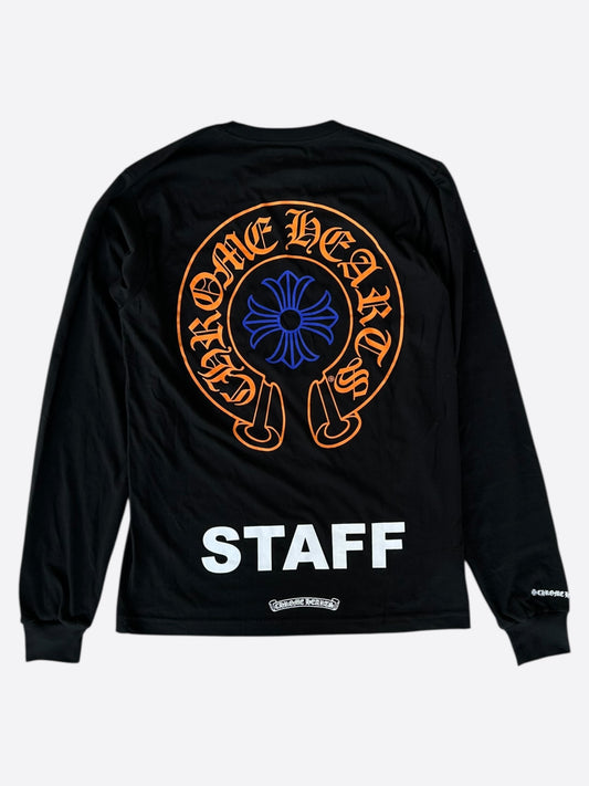 Chrome Hearts Black, Orange & Blue Staff Horseshoe Logo Longsleeve T-Shirt