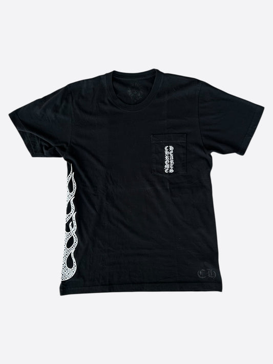 Chrome Hearts Black & White Flame Logo T-Shirt