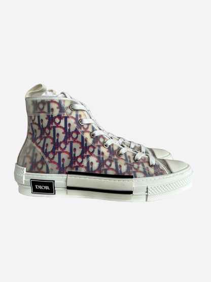 Dior Blue & Red Pixel Oblique B23 High Top Sneakers