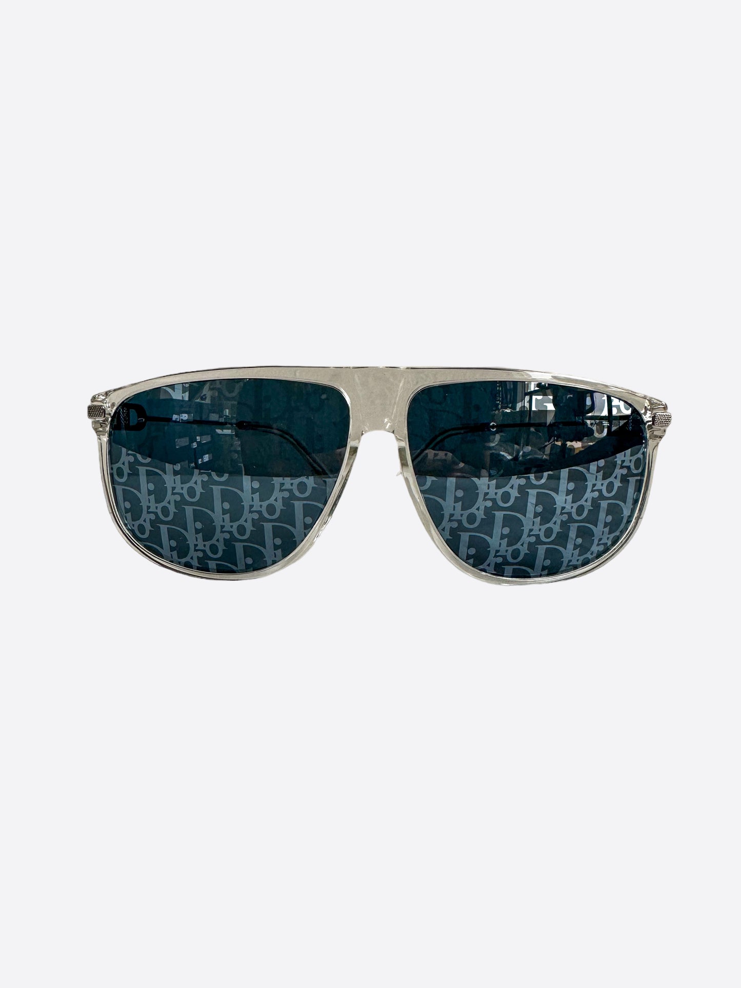 Dior Silver Frame Blue Oblique S2U Sunglasses