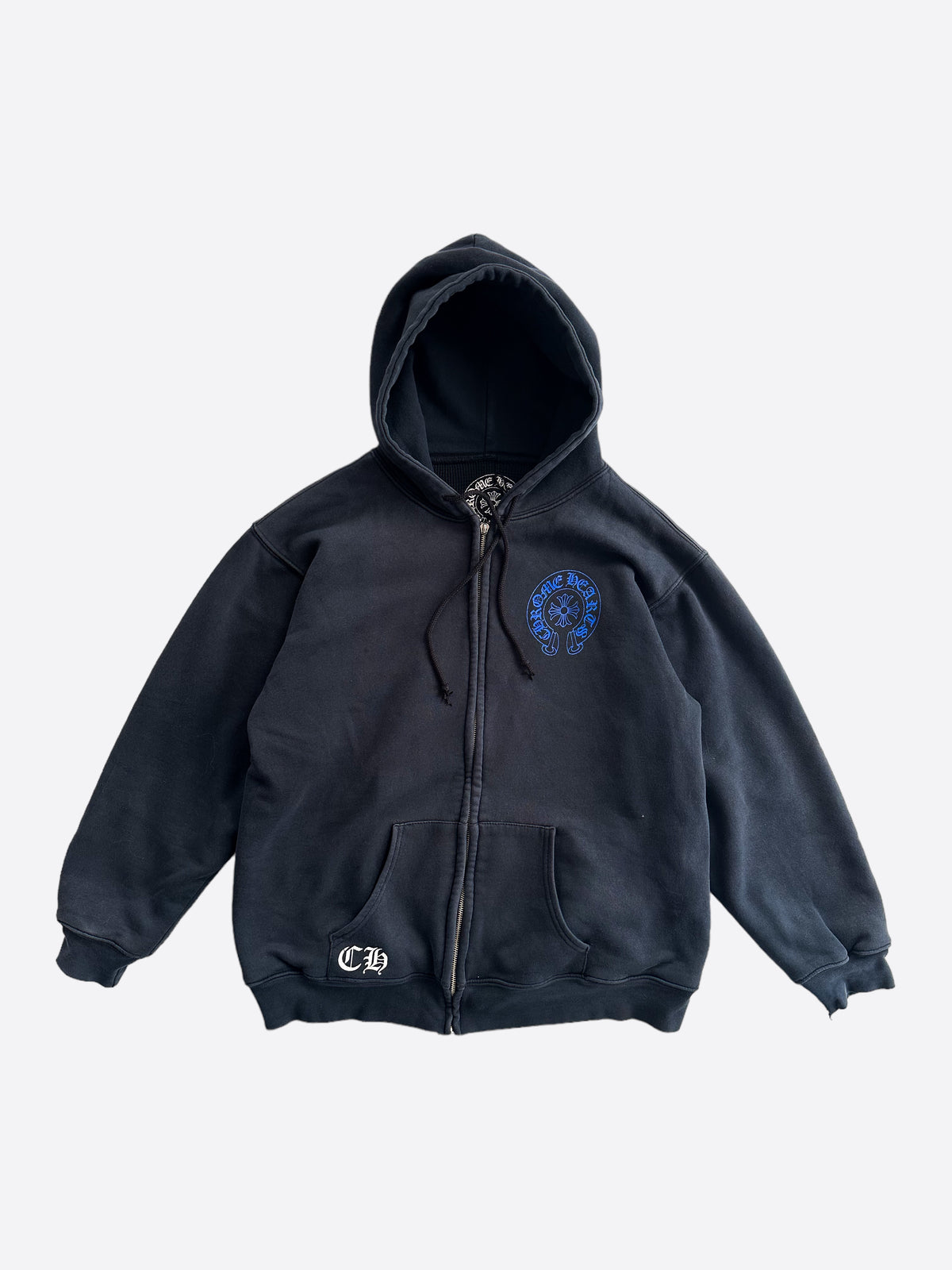 Chrome Hearts Black & Blue Cross logo Thermal Zip Up Hoodie 