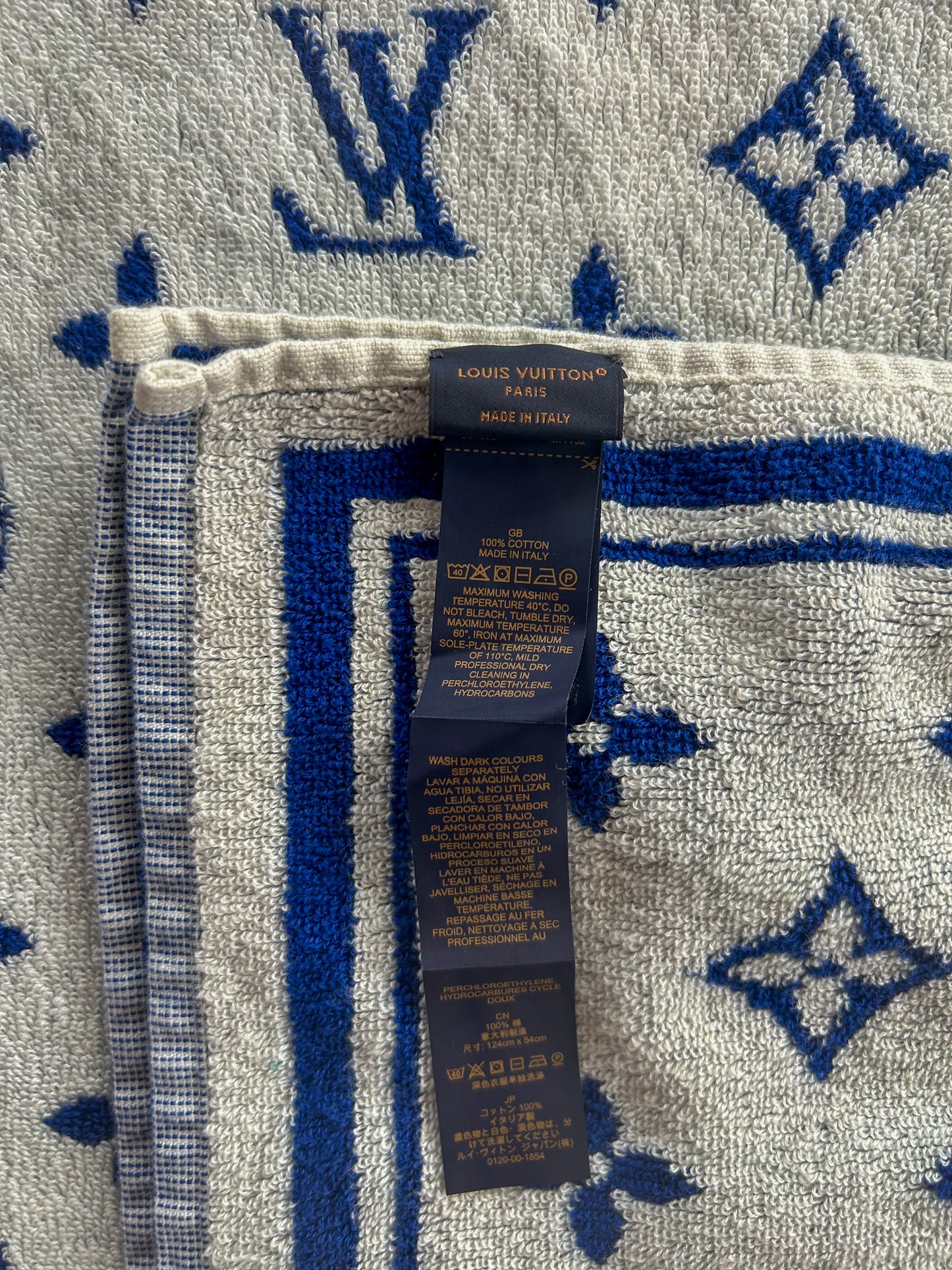 Louis Vuitton Blue & White Monogram Towel