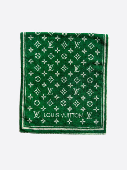 Louis Vuitton Green & White Monogram Towel