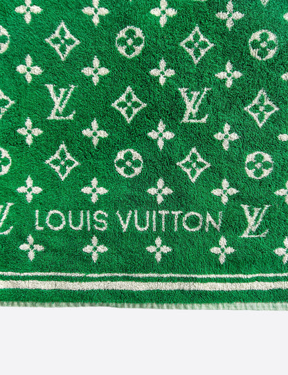 Louis Vuitton Green & White Monogram Towel