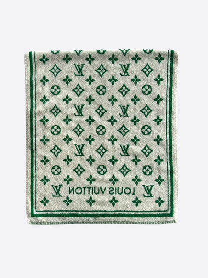 Louis Vuitton Green & White Monogram Towel