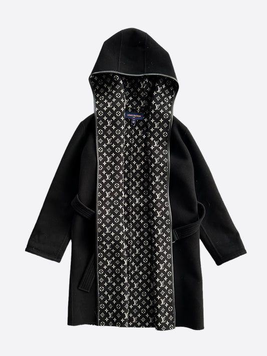 Louis Vuitton Black & White Monogram Women's Peacoat