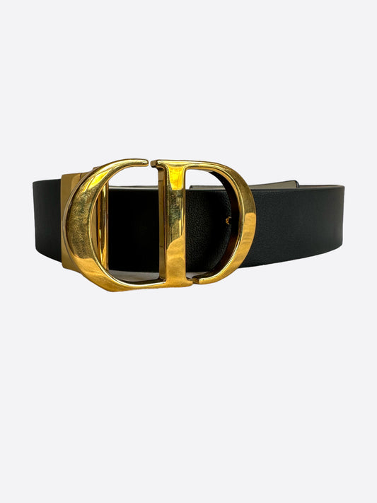 Dior Black & White Reversible Gold Buckle Belt