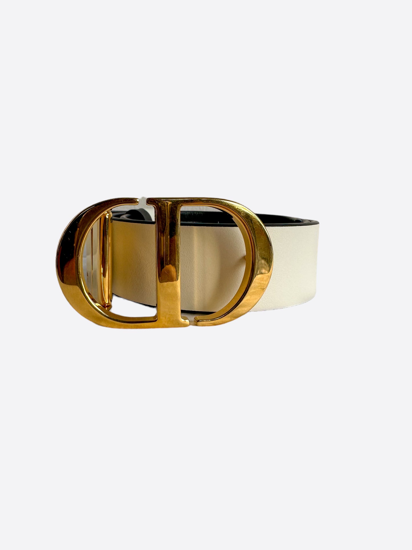 Dior Black & White Reversible Gold Buckle Belt